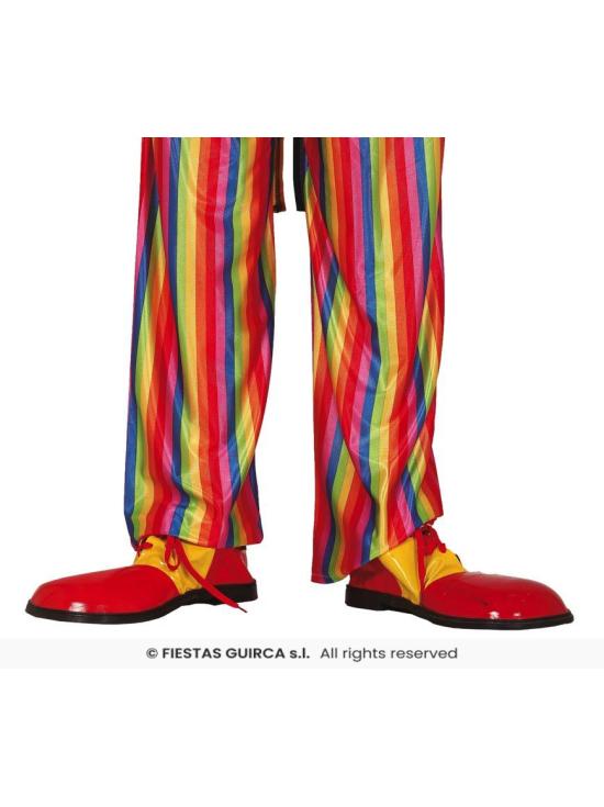 Sapatos de palhaço extra vermelhos e amarelos
