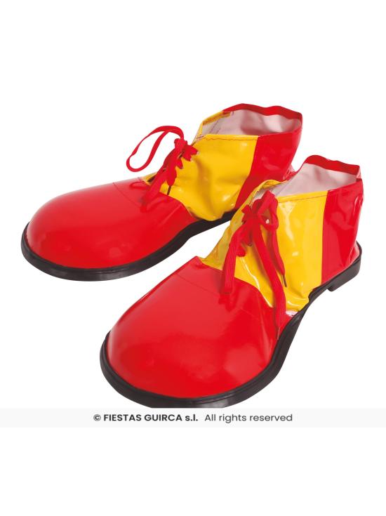 Sapatos de palhaço extra vermelhos e amarelos