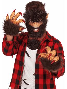 Garras de lobisomem de látex com cabelo e garras – Halloween