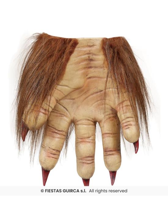 Garras de lobisomem de látex com cabelo e garras – Halloween