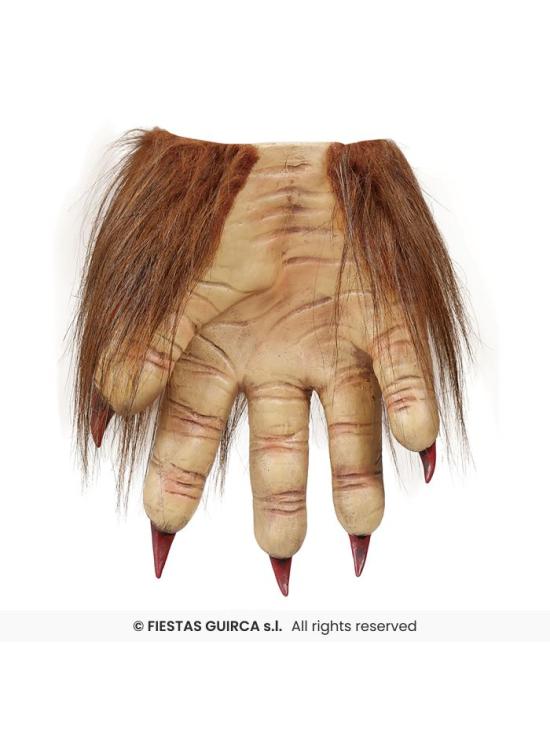 Garras de lobisomem de látex com cabelo e garras – Halloween