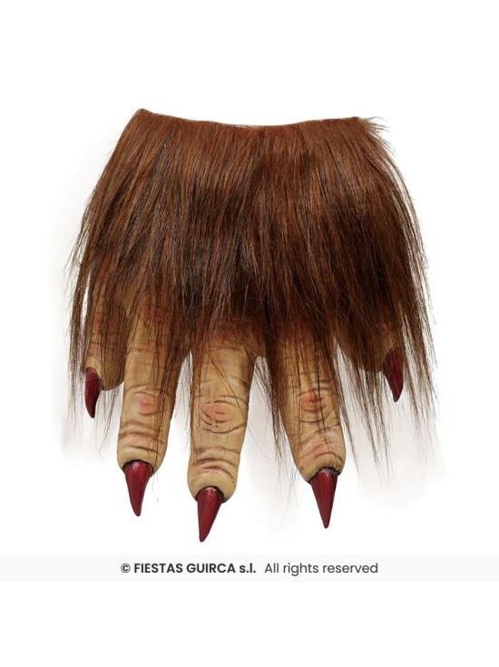 Garras de lobisomem de látex com cabelo e garras – Halloween