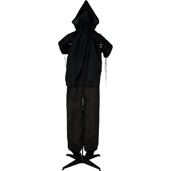 Assassino de Zumbis com Luz, Som e Movimento (180 cm) – Decoração de Halloween – Preto