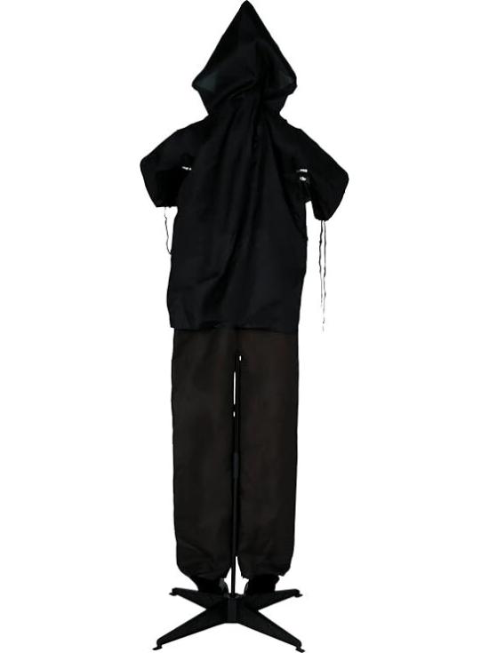 Assassino de Zumbis com Luz, Som e Movimento (180 cm) – Decoração de Halloween – Preto
