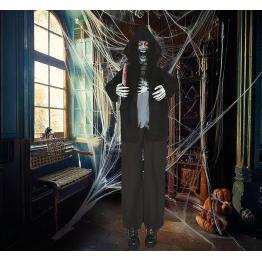 Assassino de Zumbis com Luz, Som e Movimento (180 cm) – Decoração de Halloween – Preto