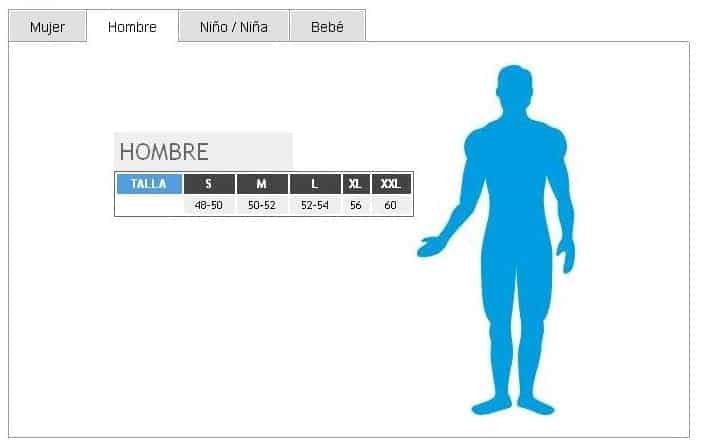 Tabela de tamanhos de Fato de almirante dos mares para homem