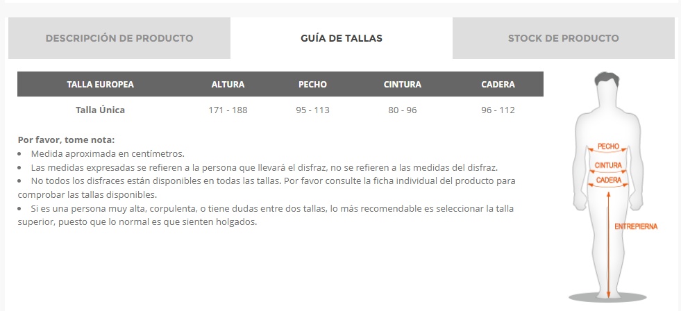 Tabela de tamanhos de Fantasia laranja do Pac-Man