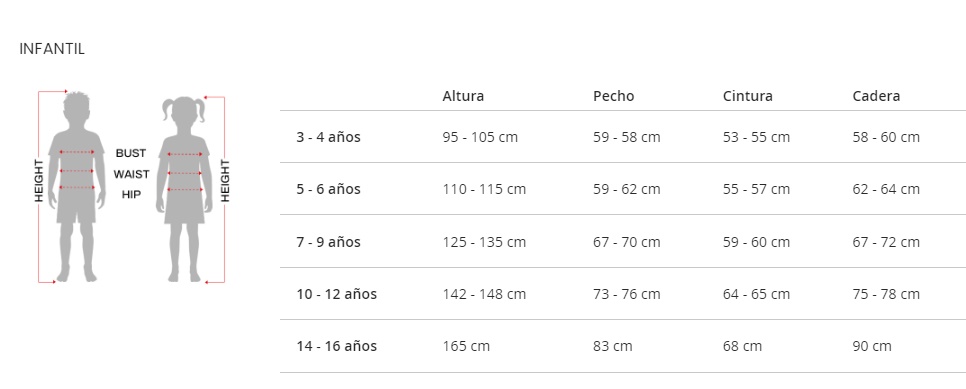 Tabela de tamanhos de Fantasia infantil de abelha - fantasia infantil de abelha preta e amarela