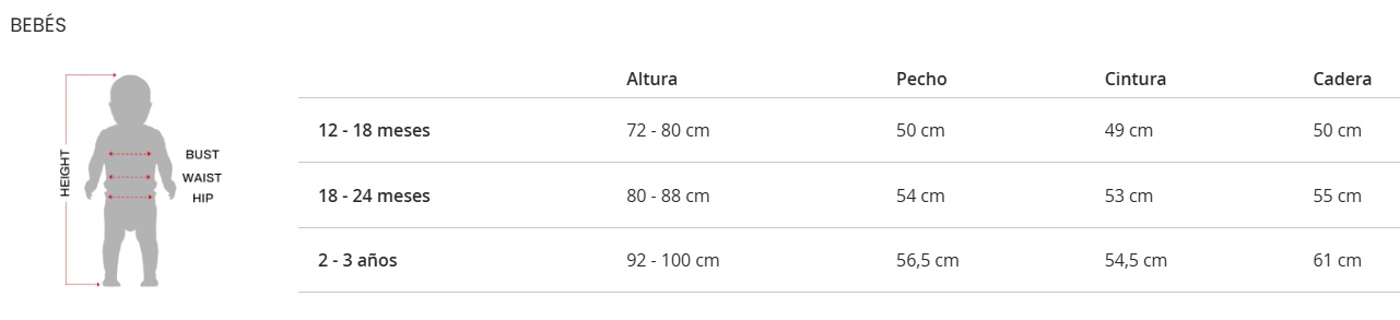 Tabela de tamanhos de Fantasia de Arlequim Encantadora para Bebê Menino