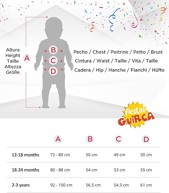 Tabela de tamanhos de Fantasia de Lobo para Bebê de 18 a 24 Meses – Poncho e Capuz