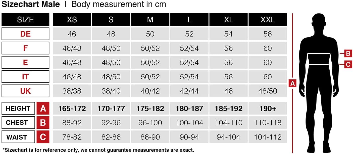 Tabela de tamanhos de Fato de príncipe medieval para homem