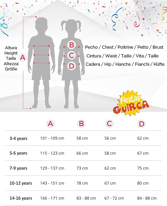 Tabela de tamanhos de Fantasia infantil unissex de fantasma do diabo branco