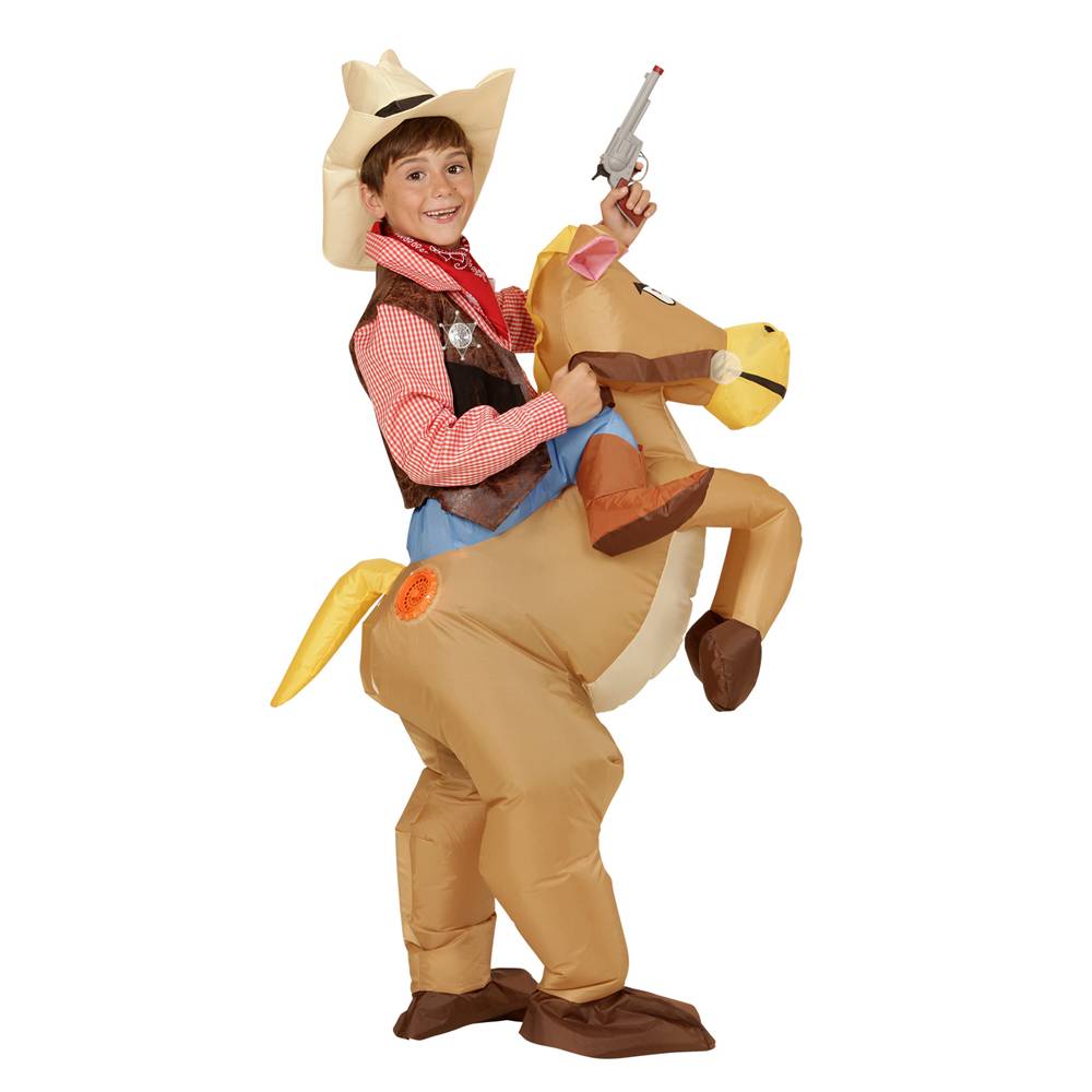 Tabela de tamanhos de Fantasia de Cowboy Infantil com Cavalo Inflável, Tamanho Único
