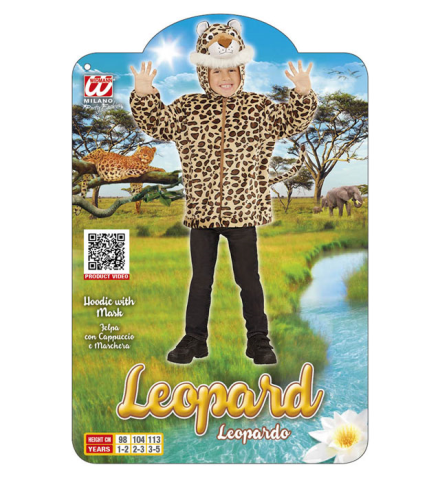 Tabela de tamanhos de Fato de leopardo de pelúcia infantil
