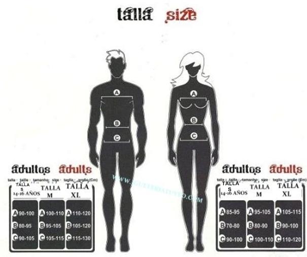 Tabela de tamanhos de Fato de mosqueteiro azul para adulto