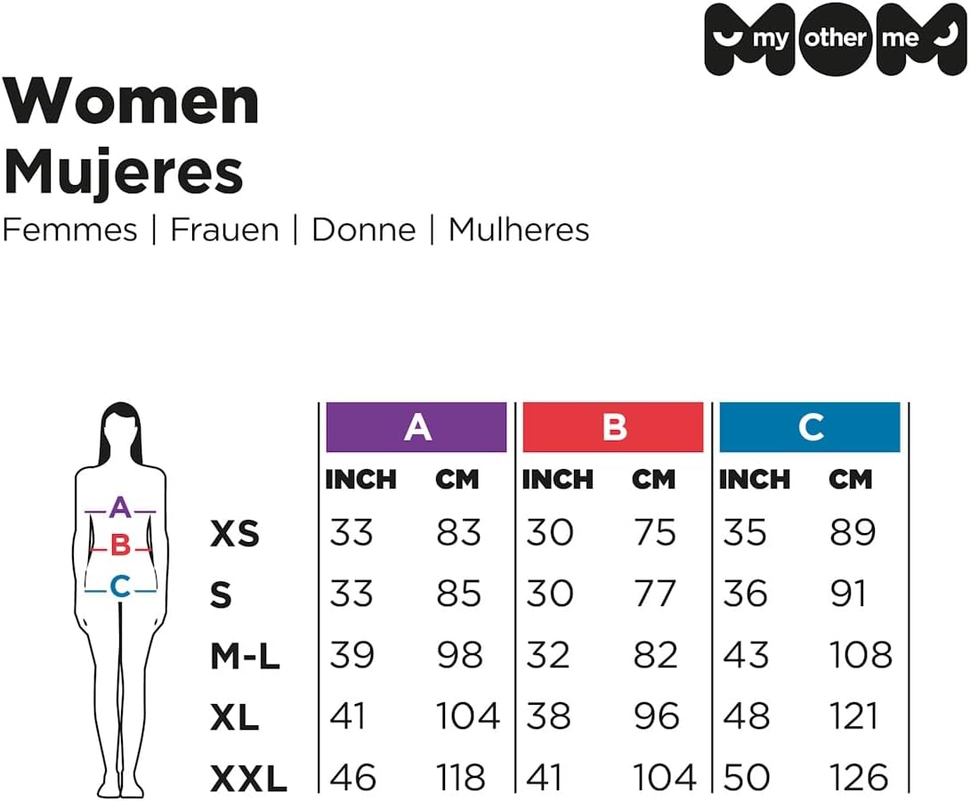 Tabela de tamanhos de Fantasia de Cartomante Misteriosa para Mulheres