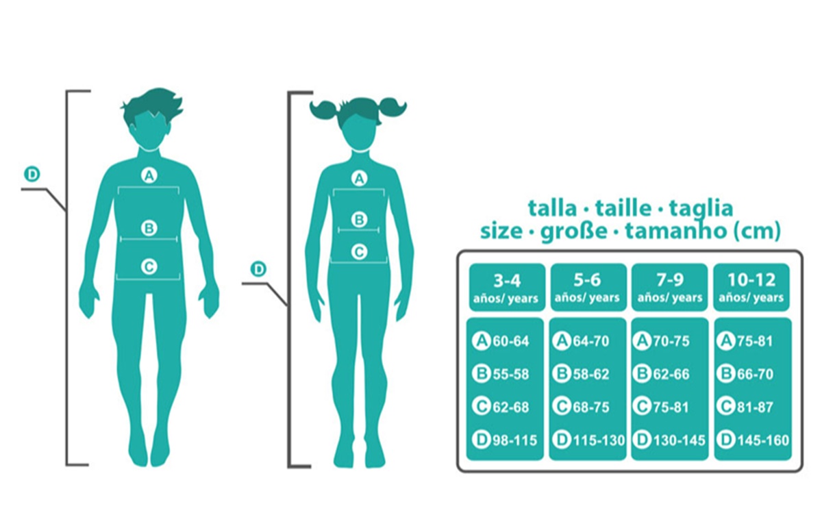 Tabela de tamanhos de Traje de óleo árabe tamanho infantil